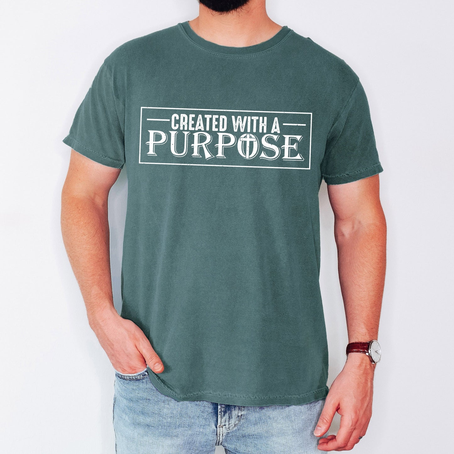 Created With A Purpose, Faith, Christian, Jesus, Gospel, Religious Tshirt Comfort Colors T-Shirt