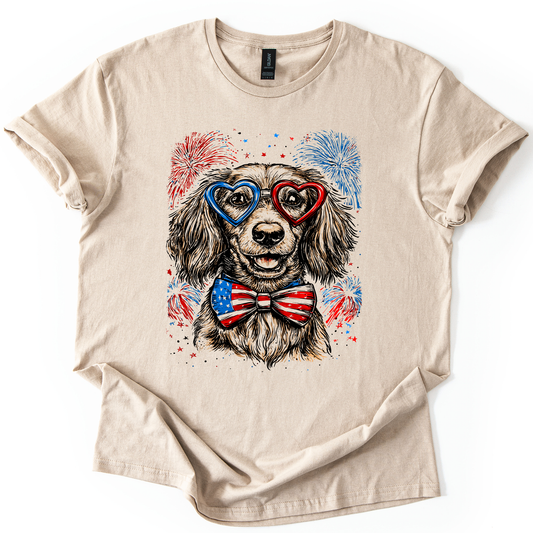Dachshund Patriotic Dog, USA, America, Pet Lover, 4th of July, Soft Style T-Shirt