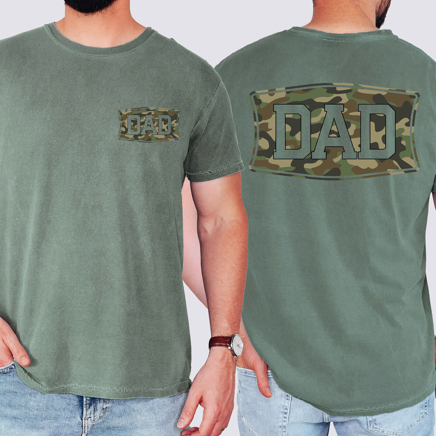 Dad, Camo, Camouflage, Father's Day, Husband, Guy Gift, Old School, Comfort Colors T-Shirt