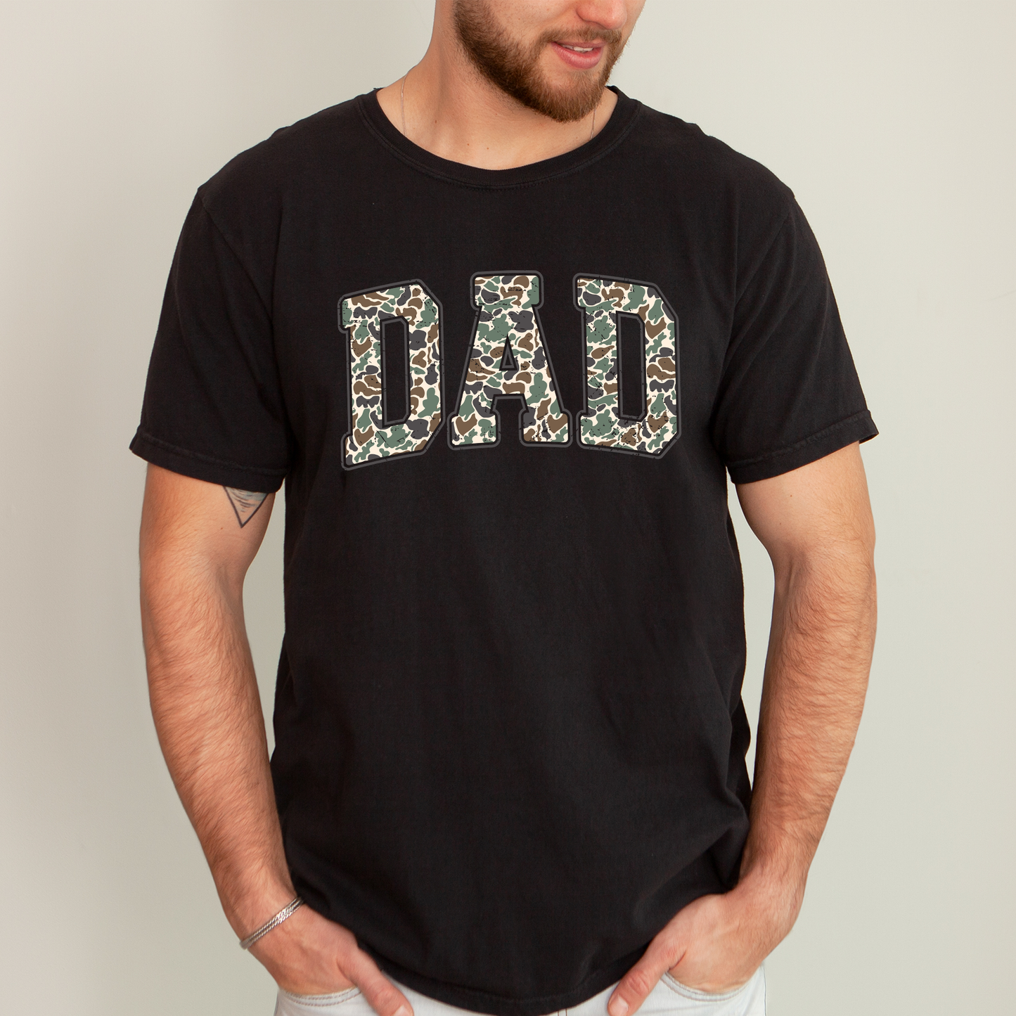 Dad, Camo, Classic, Camouflage, Father's Day, Boyfriend, Husband, Brother, Guy Gift, Old School, Comfort Colors T-Shirt