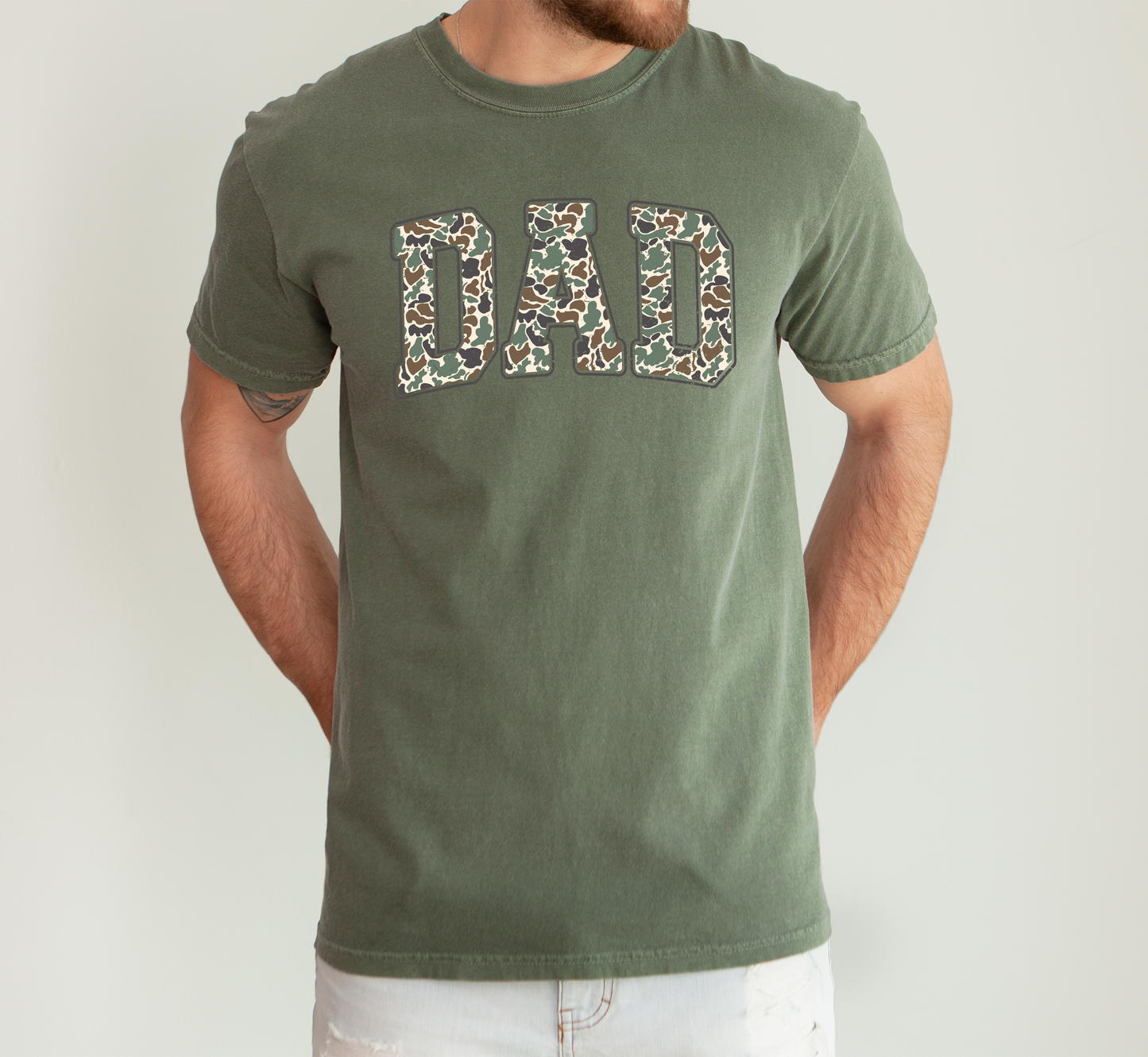 Dad, Camo, Classic, Camouflage, Father's Day, Boyfriend, Husband, Brother, Guy Gift, Old School, Comfort Colors T-Shirt