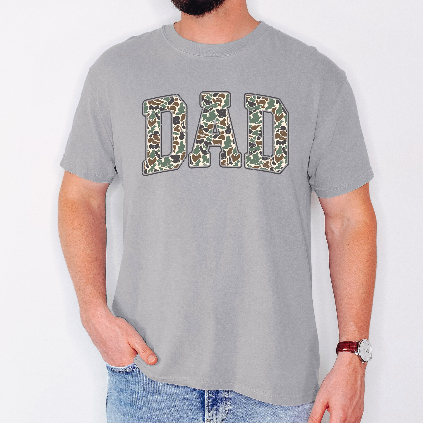 Dad, Camo, Classic, Camouflage, Father's Day, Boyfriend, Husband, Brother, Guy Gift, Old School, Comfort Colors T-Shirt