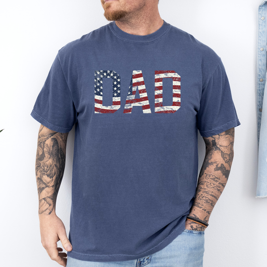 Dad, Patriotic, American Flag, Stars Stripes, Father's Day, Fourth of July, USA, Comfort Colors T-Shirt