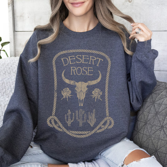 Desert Rose, Skull, Western, Country Sweatshirt