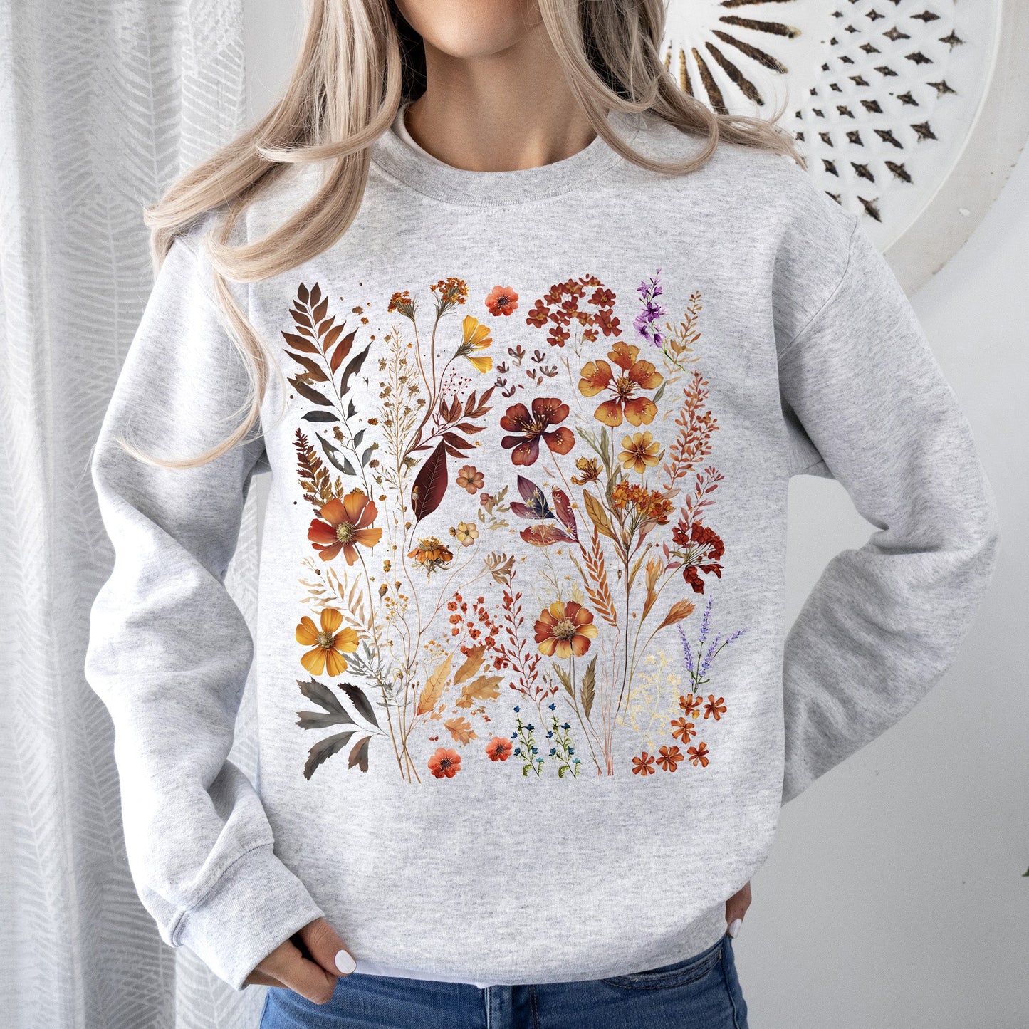 Dried Wildflowers, Nature, Meadow, Floral, Leaves Sweatshirt