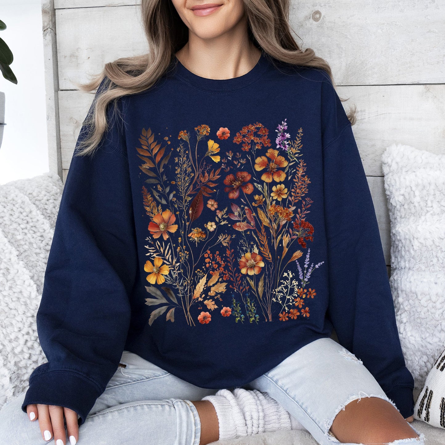 Dried Wildflowers, Nature, Meadow, Floral, Leaves Sweatshirt