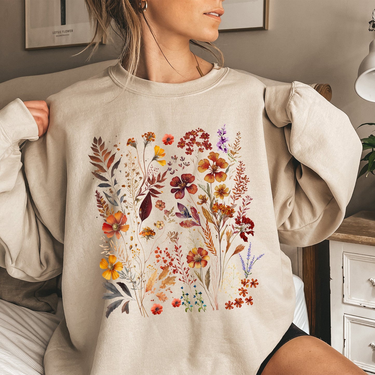 Dried Wildflowers, Nature, Meadow, Floral, Leaves Sweatshirt