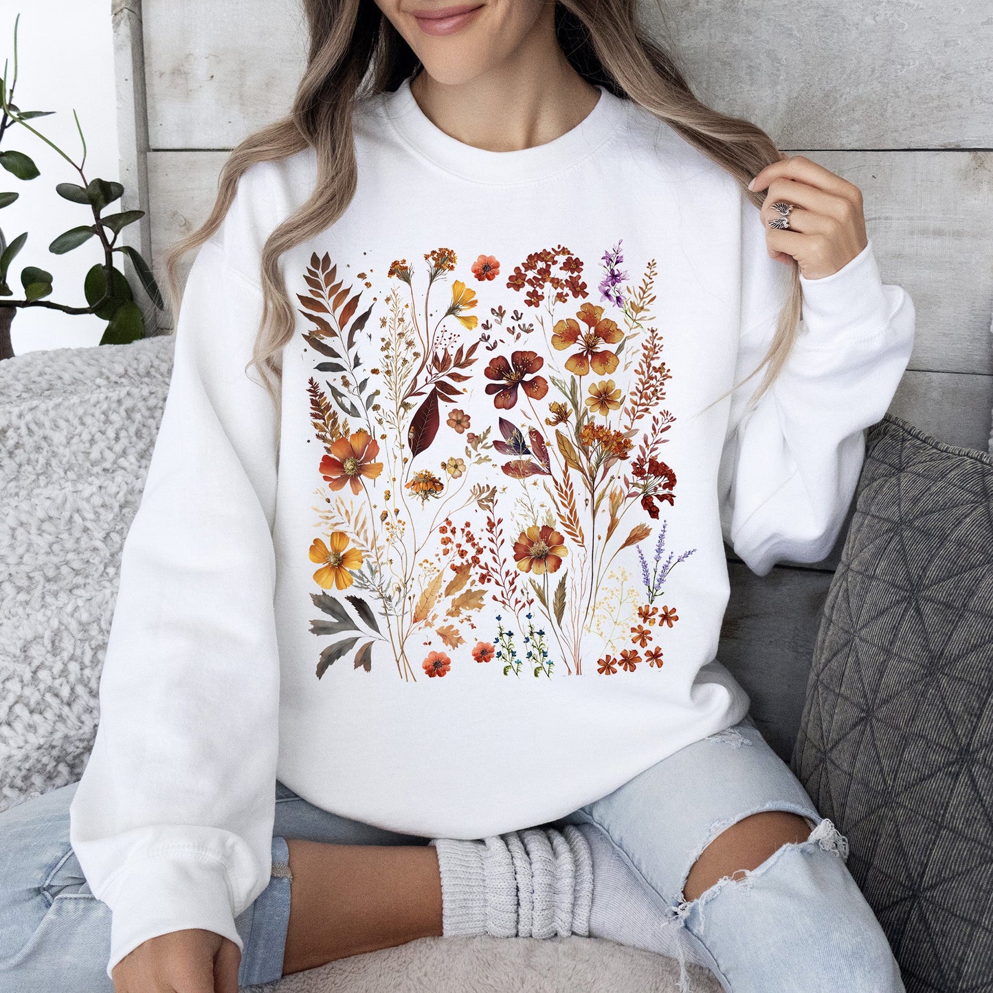 Dried Wildflowers, Nature, Meadow, Floral, Leaves Sweatshirt