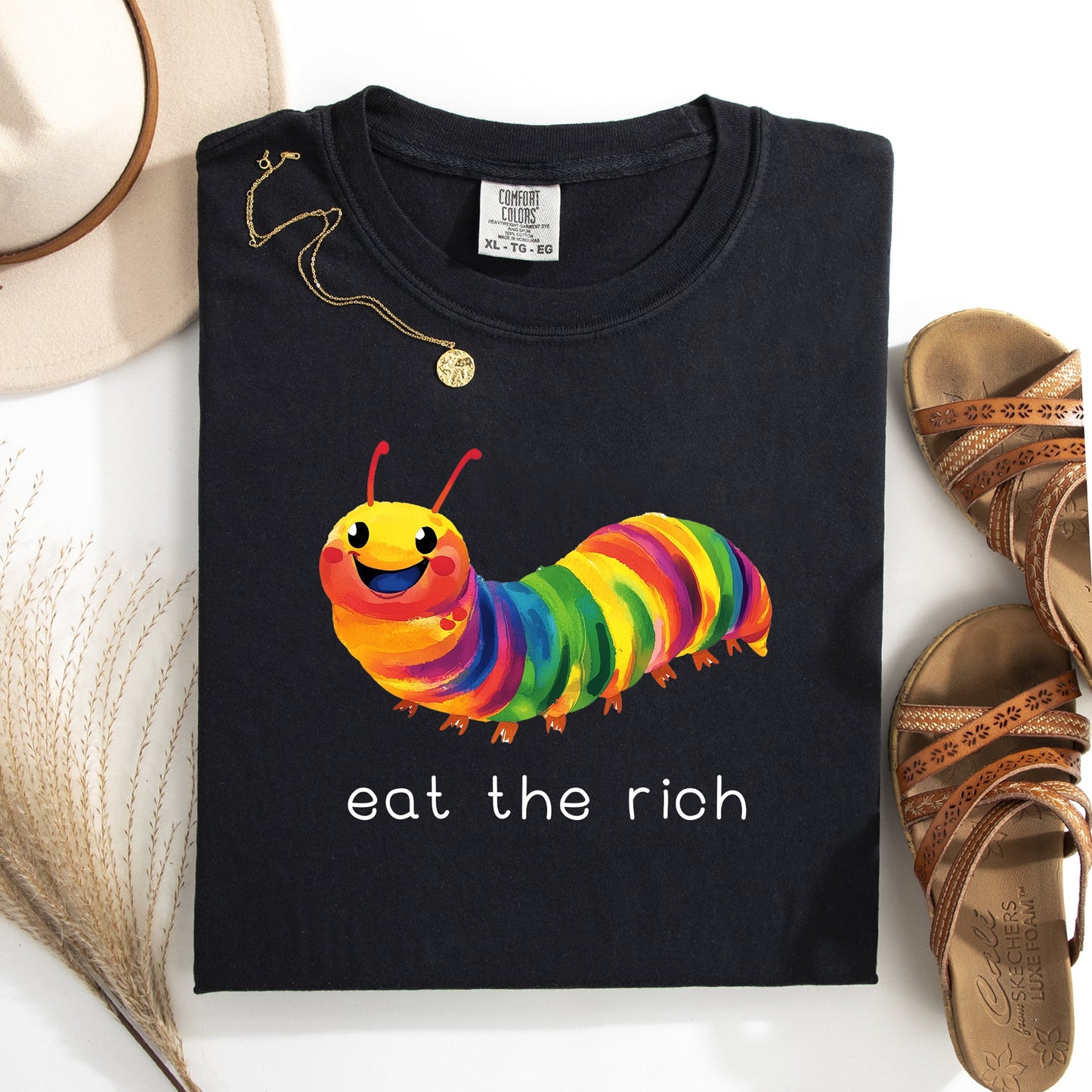 Eat The Rich, Hungry, Caterpillar, Colorful, Funny, Cute Tshirt Comfort Colors T-Shirt