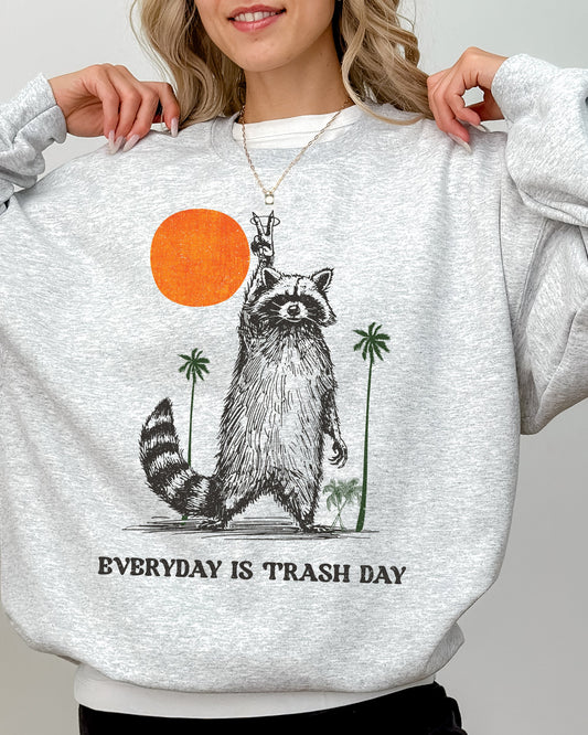 Everyday Is Trash Day, Funny, Raccoon, Meme, Aesthetic Sweatshirt