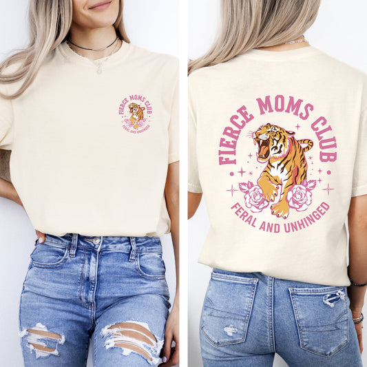 Feral Moms Club, Tiger, Front and Back, Mother's Day Tshirt Comfort Colors T-Shirt