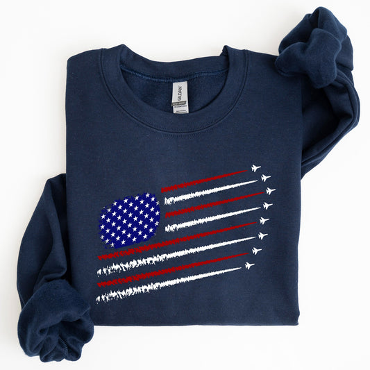 Fighter Jets, Navy, Air Force, American Flag, Sweatshirt