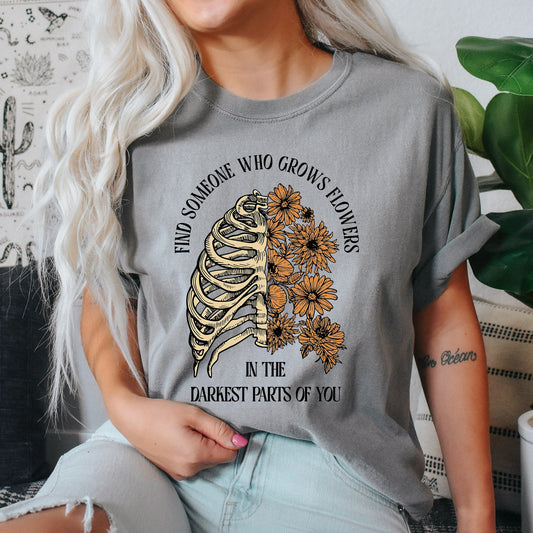 Find Someone Who Grows Flowers, Skeleton, Cowgirl, Tshirt Comfort Colors T-Shirt