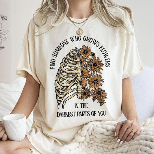 Find Someone Who Grows Flowers, Skeleton, Cowgirl, Tshirt Comfort Colors T-Shirt