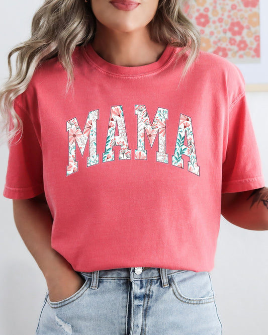 Floral Mama, Vintage Flowers, Gift for Mom, Summer, Botanical, Retro Floral Pattern, Pinks Shirt Comfort Colors T-Shirt