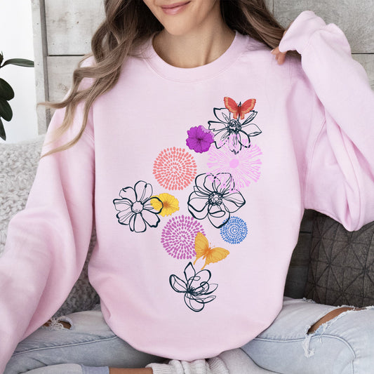 Floral Outlines, Flower Doodle Sweatshirt