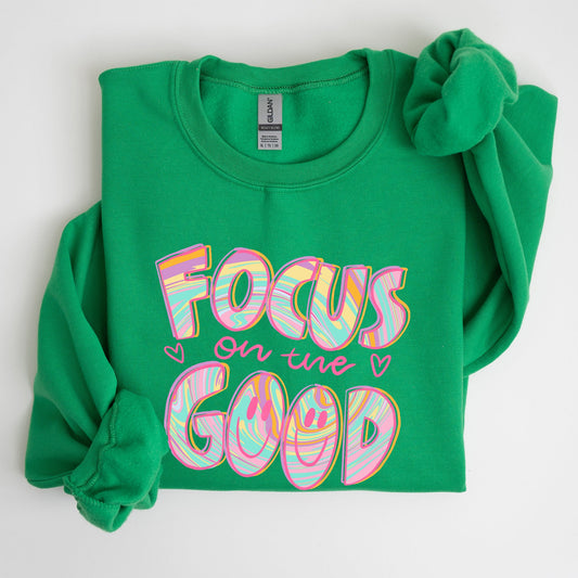 Focus On The Good, Retro, Groovy, Positivity, Mental Health Sweatshirt