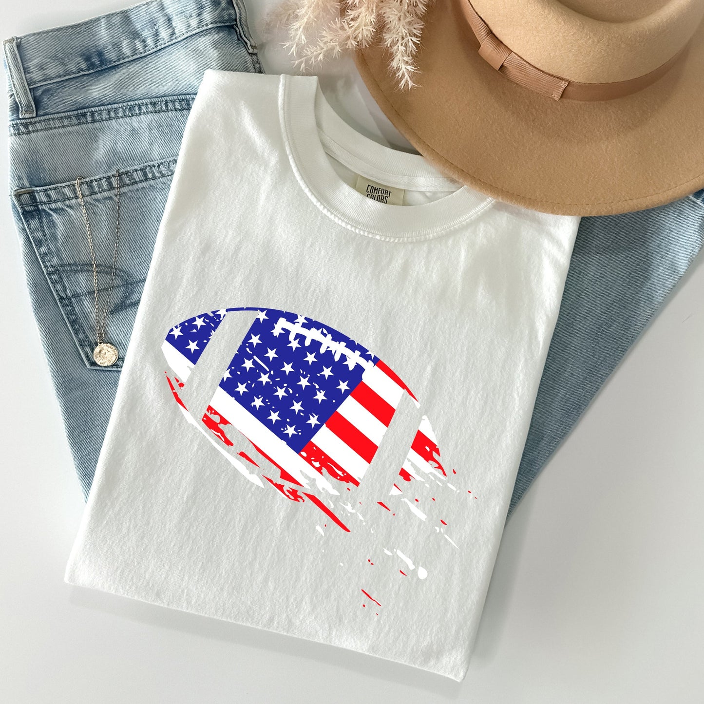 Football, Sports, American Flag, Patriotic Tshirt Comfort Colors T-Shirt