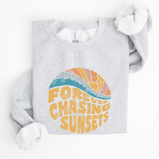 Forever Chasing Sunsets, Beach, Retro Sweatshirt