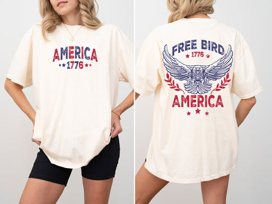 Free Bird, America, Red White Blue, Patriotic, 1776, Retro, Concert, Front And Back, USA, Independence Day, Tshirt Comfort Colors T-Shirt