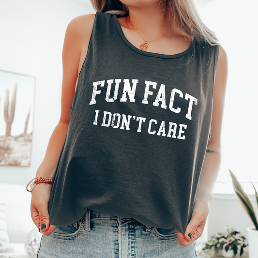 Fun Fact I Don't Care, Sassy, Sarcastic, Minimalist, Funny Comfort Colors Tank Top