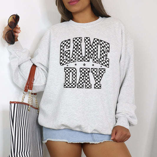 Game Day, Checkered, Football, Sports, Big Game, Touchdown, Tailgate Party Sweatshirt