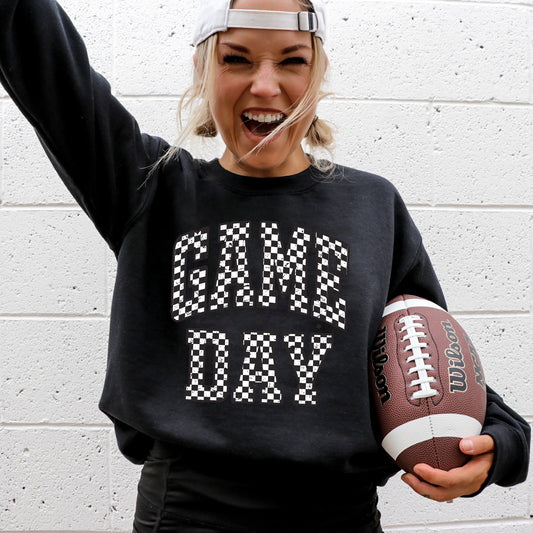 Game Day, Checkered, Football, Sports, Big Game, Touchdown, Tailgate Party Sweatshirt
