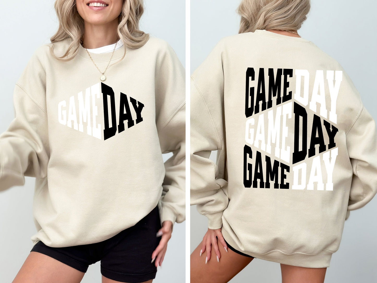 Game Day, Front and Back, Cheer, Football, Sports, Big Game, Touchdown, Tailgate Party Sweatshirt