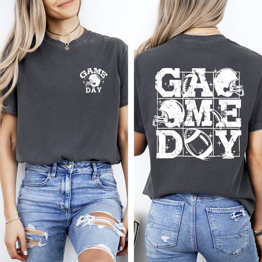 Game Day, Front and Back, Football, Sports, Big Game, Touchdown, Tailgate Party Tshirt Comfort Colors T-Shirt