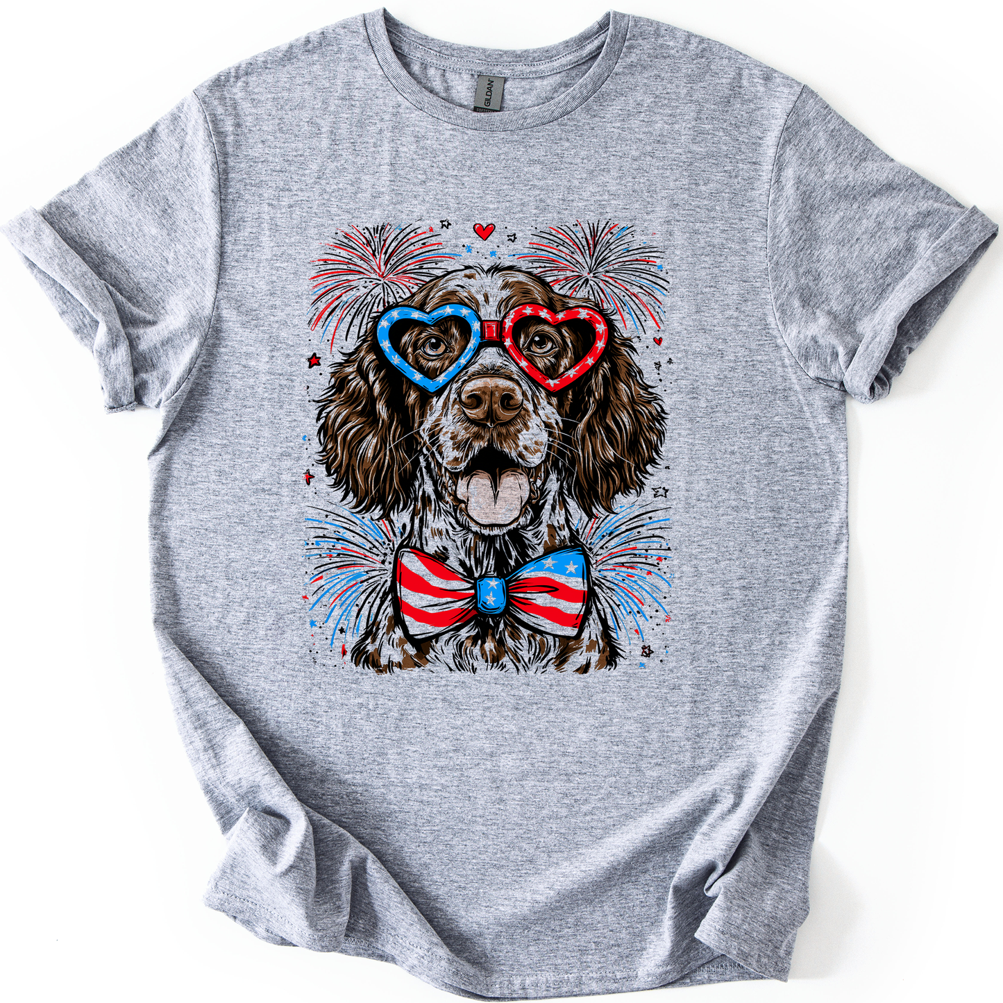 German Shorthaired Pointer Patriotic Dog, USA, America, Pet Lover, 4th of July, Soft Style T-Shirt