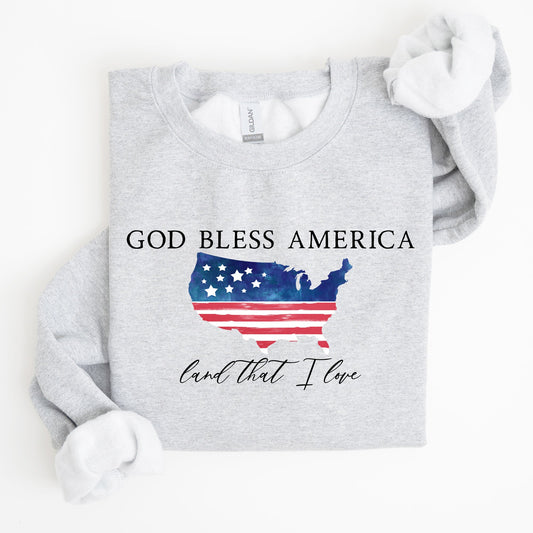 God Bless America, Land That I Love, USA Flag Sweatshirt