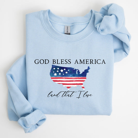 God Bless America, Land That I Love, USA Flag Sweatshirt