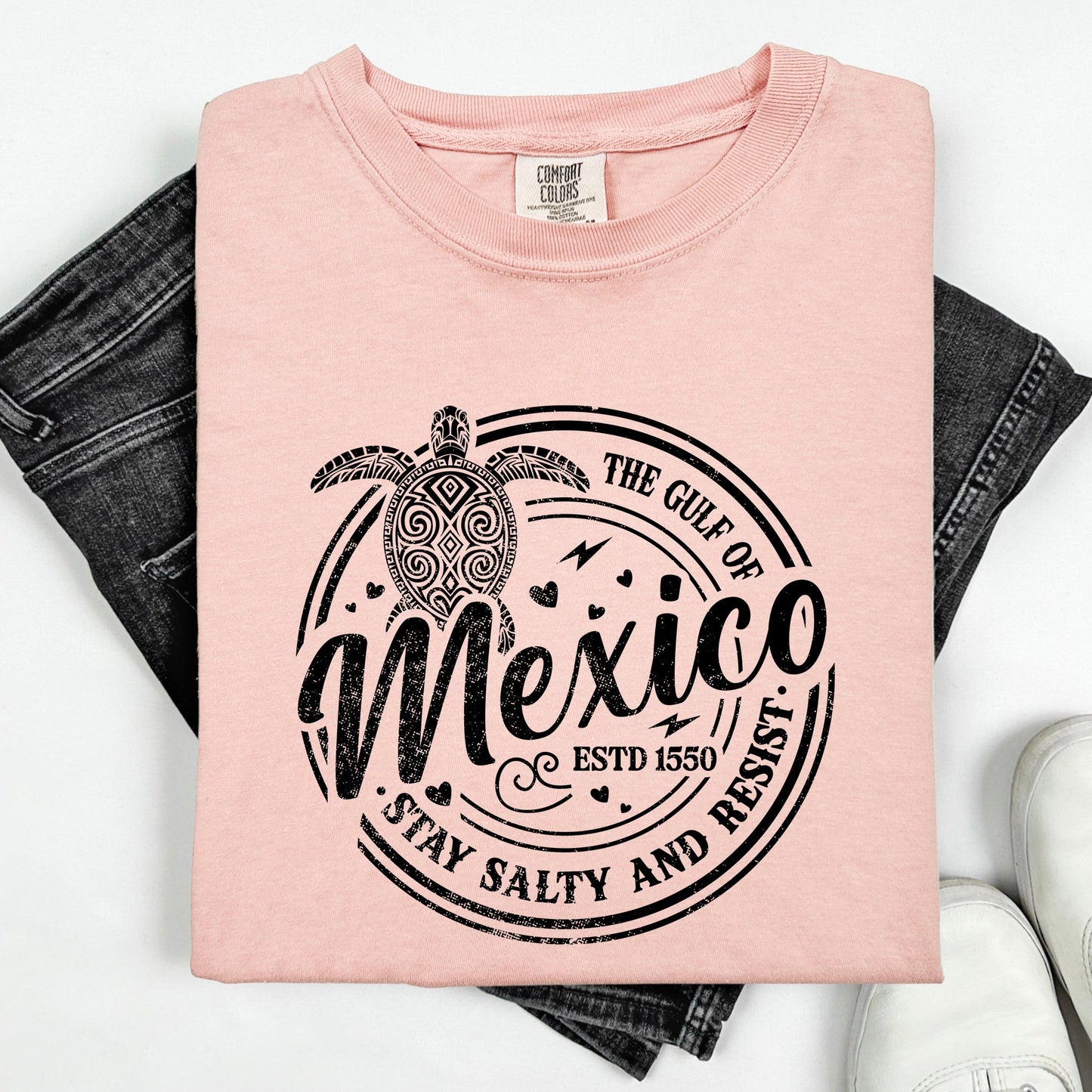 Gulf Of Mexico, Stay Salty, Resist, Turtle, Retro, Vintage Tshirt Comfort Colors T-Shirt