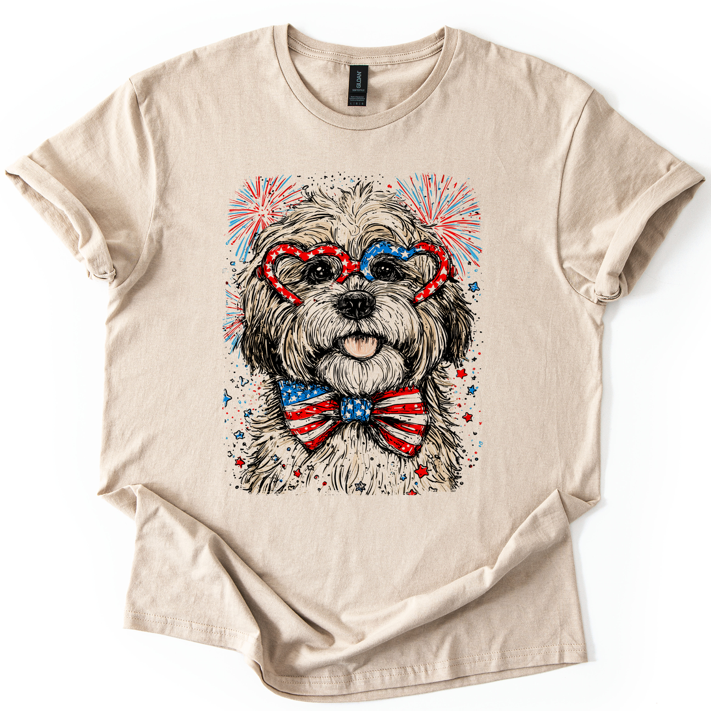 Havanese Patriotic Dog, USA, America, Pet Lover, 4th of July, Soft Style T-Shirt