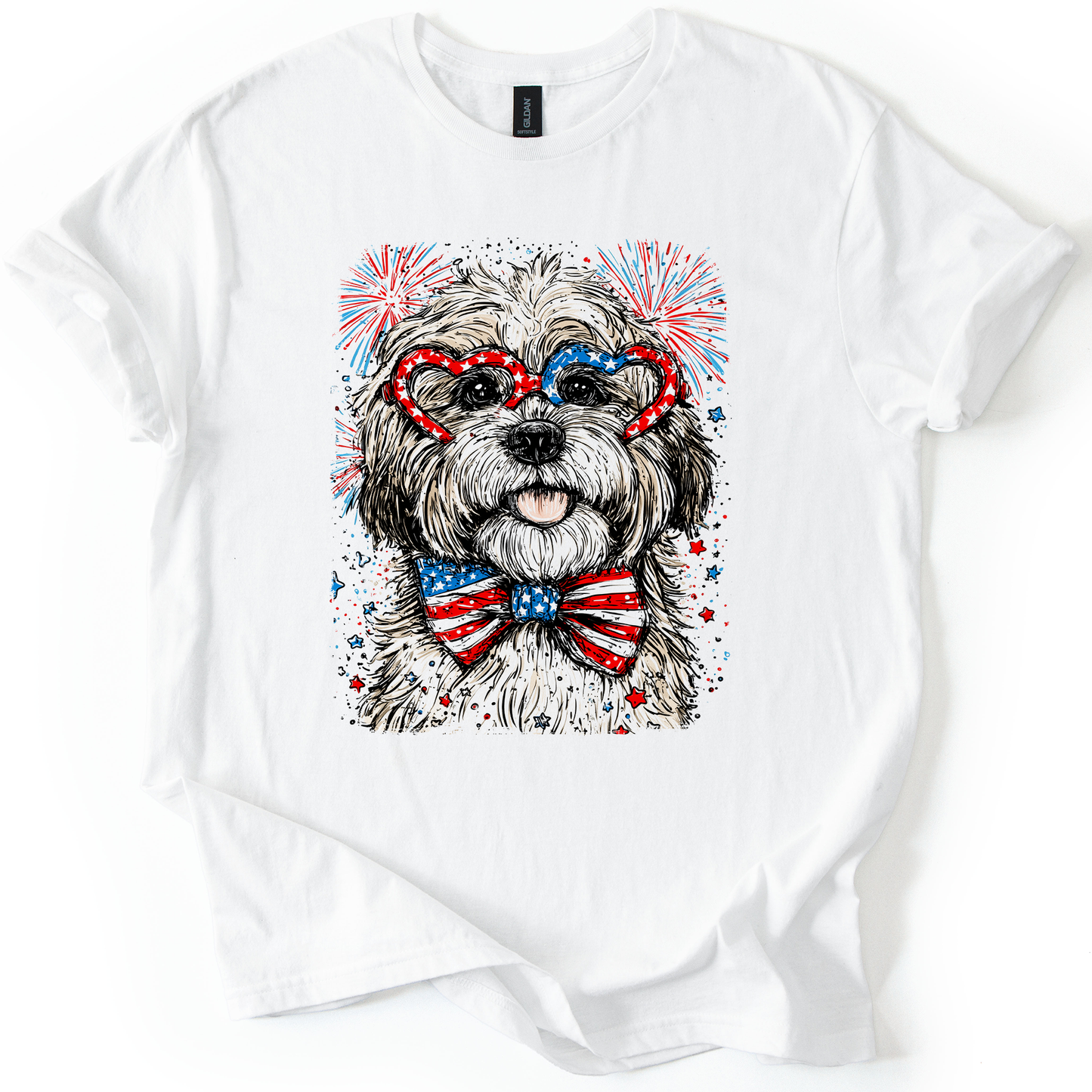 Havanese Patriotic Dog, USA, America, Pet Lover, 4th of July, Soft Style T-Shirt