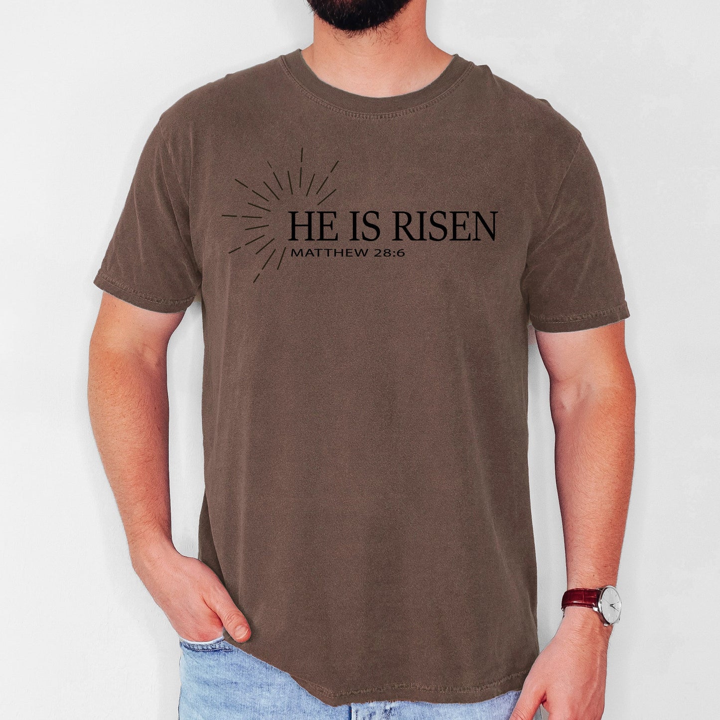 He Is Risen, Matthew, Christian, Jesus, Gospel, Faith, Saved Tshirt Comfort Colors T-Shirt