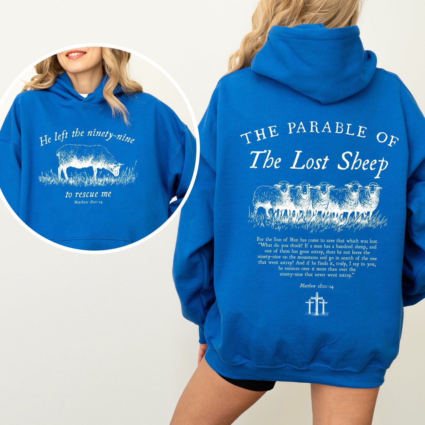 He Left The Ninety Nine To Rescue Me, 99 Sheep, Religious, Christian, Faith, Bible Hoodie, Hooded Sweatshirt