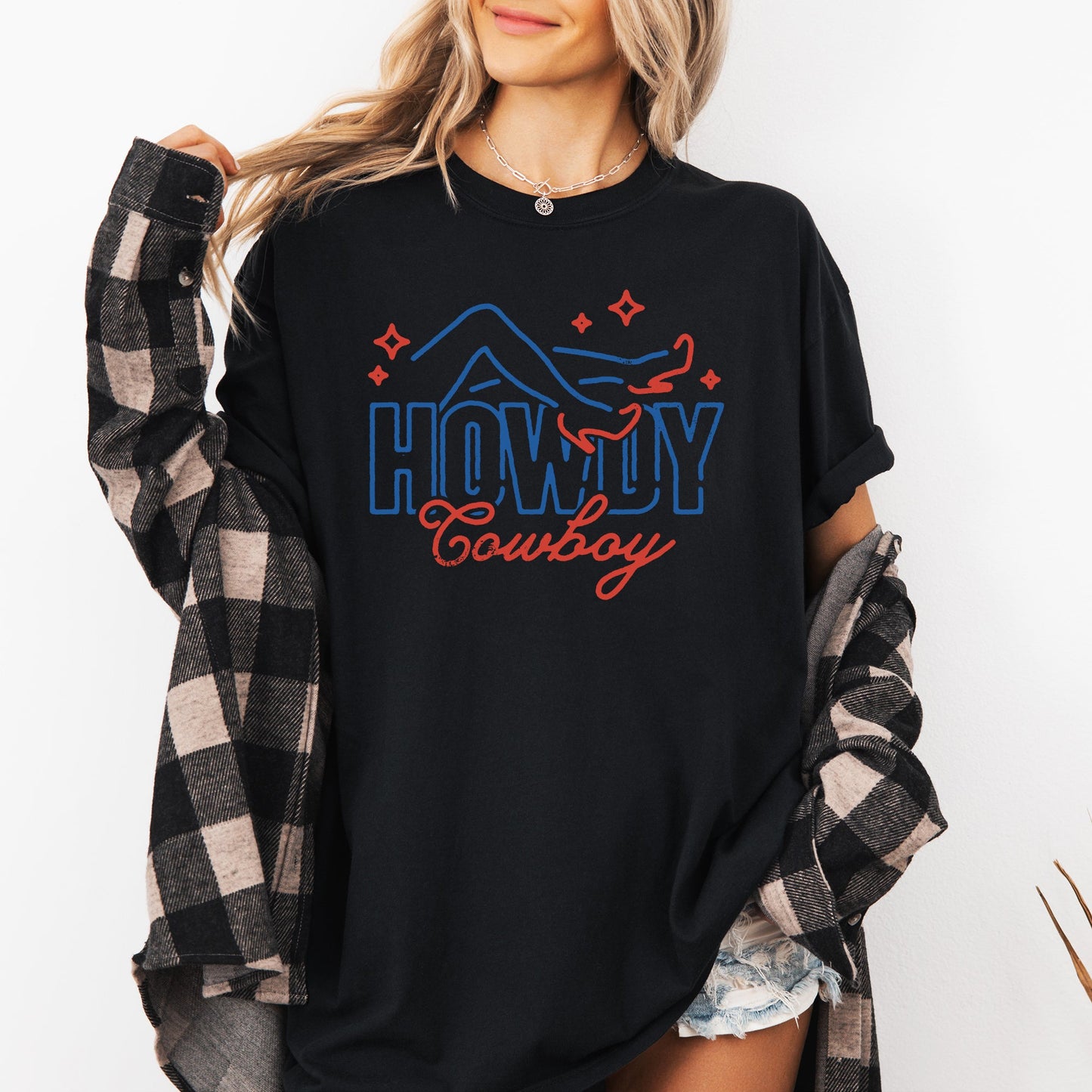 Howdy Cowboy, Neon, Las Vegas, Retro, Western, Country Tshirt Comfort Colors T-Shirt