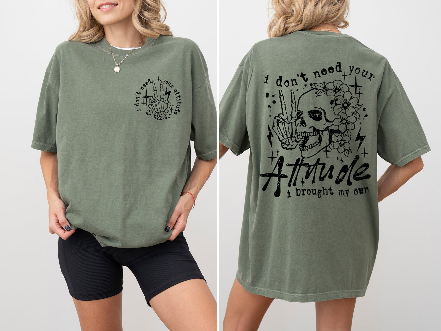 I Don't Need Your Attitude, Skeleton, Funny, Beach Wear, Summer Fun, Front and Back, Tshirt Comfort Colors T-Shirt