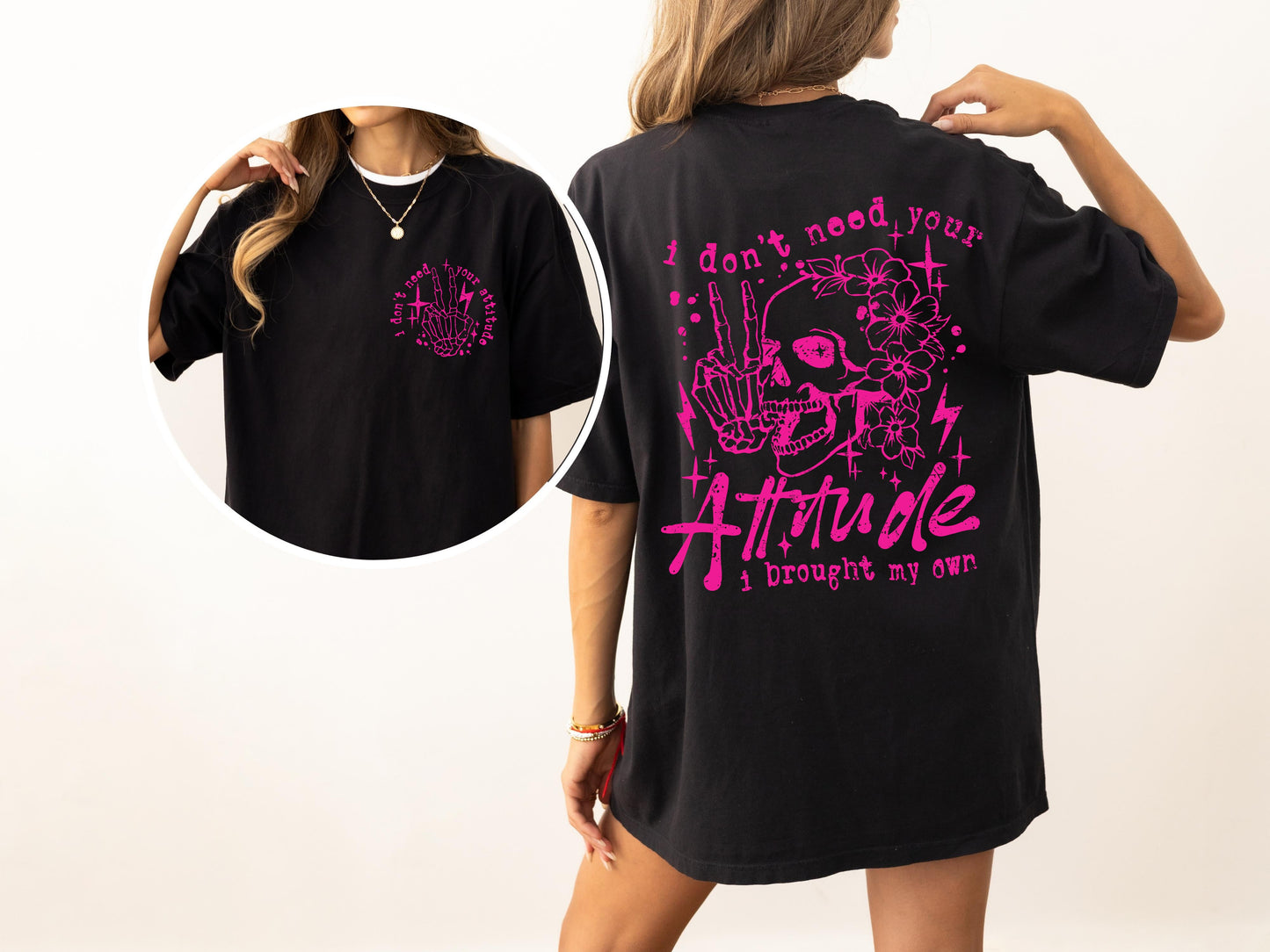 I Don't Need Your Attitude, Skeleton, Funny, Beach Wear, Summer Fun, Front and Back, Tshirt Comfort Colors T-Shirt