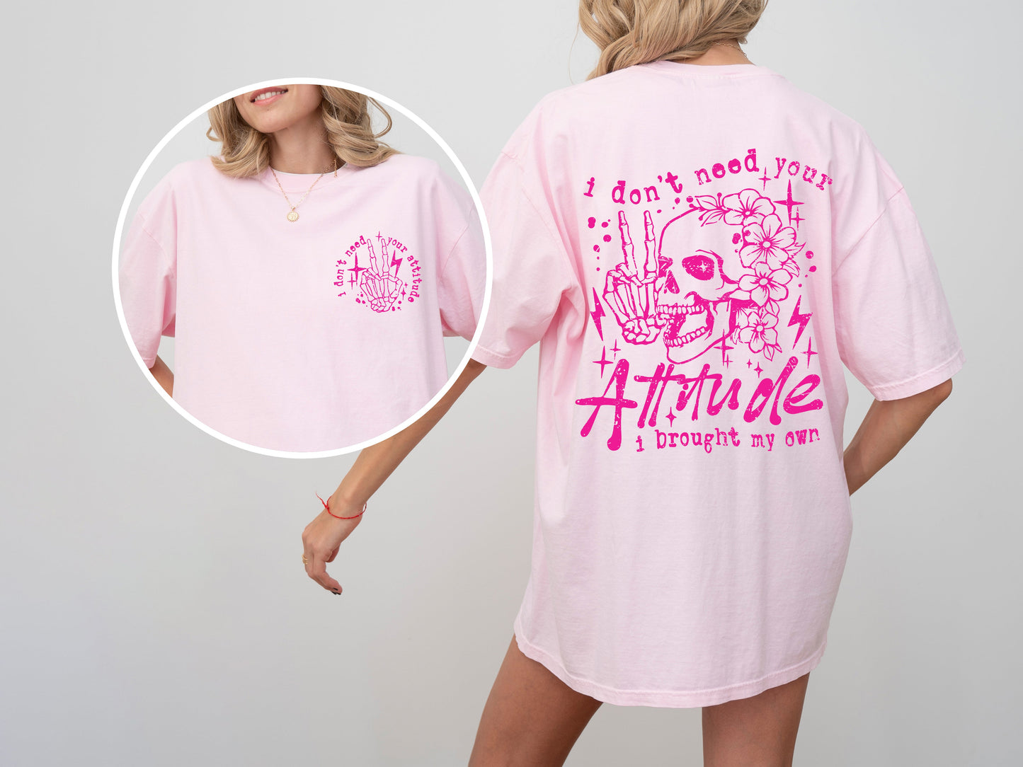 I Don't Need Your Attitude, Skeleton, Funny, Beach Wear, Summer Fun, Front and Back, Tshirt Comfort Colors T-Shirt