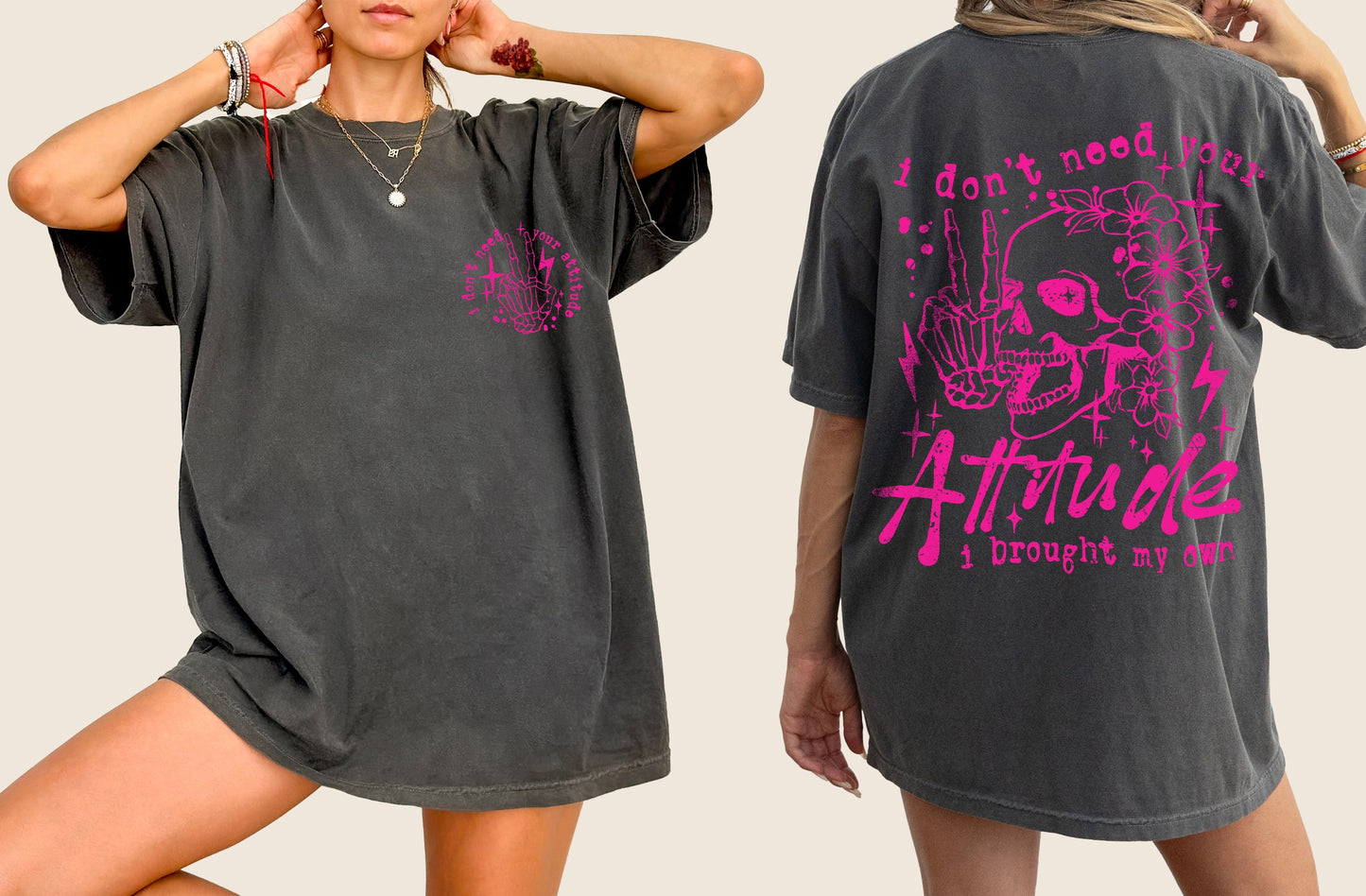 I Don't Need Your Attitude, Skeleton, Funny, Beach Wear, Summer Fun, Front and Back, Tshirt Comfort Colors T-Shirt