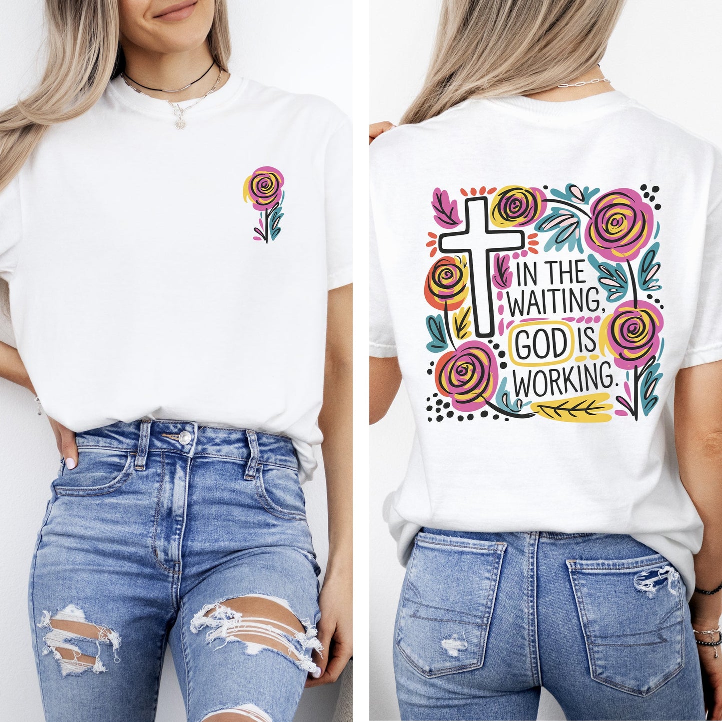 In The Waiting, God Is Working, Christian, Jesus, Gospel, Faith, Saved Tshirt Comfort Colors T-Shirt