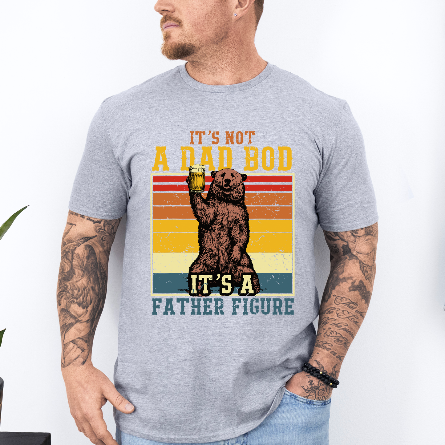 It's Not A Dad Bod, It's A Father Figure, Bear, Beer, Father's Day, Husband, Guy Gift, Soft Style T-Shirt