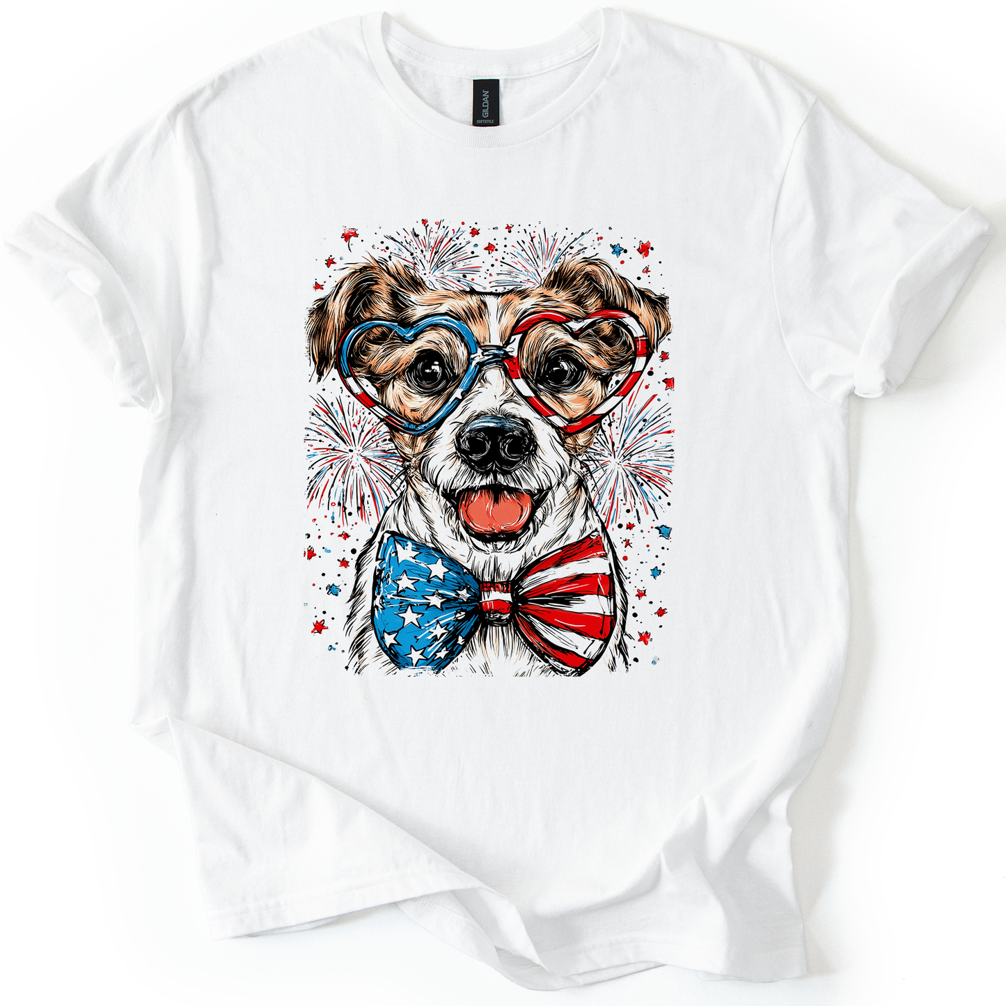 Jack Russell Terrier Patriotic Dog, USA, America, Pet Lover, 4th of July, Soft Style T-Shirt