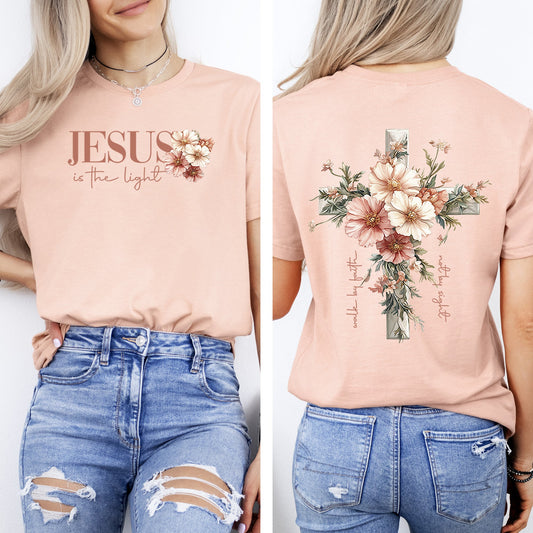 Jesus Is The Light, Floral Cross, Christian, Jesus, Gospel, Faith, Saved Tshirt Comfort Colors T-Shirt