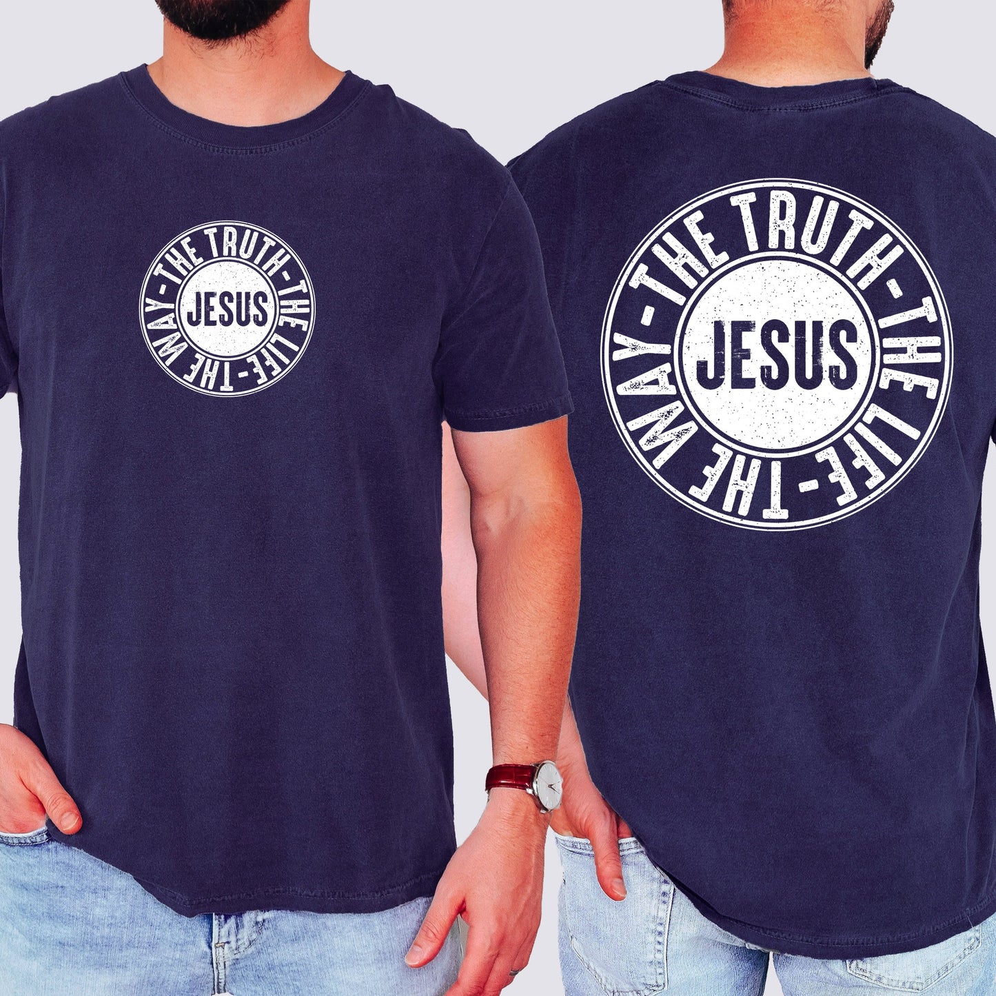 Jesus, The Way, The Truth, The Life, Circle, Christian, Religious, Faith, Gospel Tshirt Comfort Colors T-Shirt