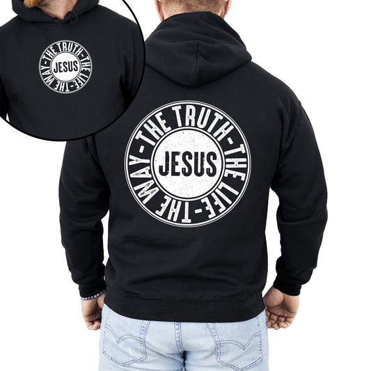 Jesus, The Way, The Truth, The Life, Circle, Christian, Religious, Faith, Gospel Hoodie, Hooded Sweatshirt