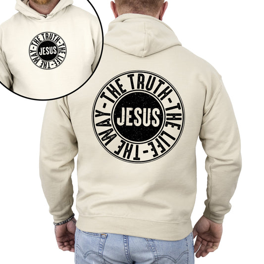 Jesus, The Way, The Truth, The Life, Circle, Christian, Religious, Faith, Gospel Hoodie, Hooded Sweatshirt