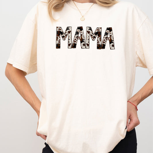Mama Cow Print, Retro, Vintage Comfort Colors Tshirt